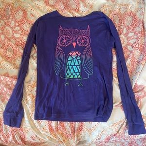 Osh Kosh B’gosh Girl’s Purple Owl Long Sleeve Tee Tshirt